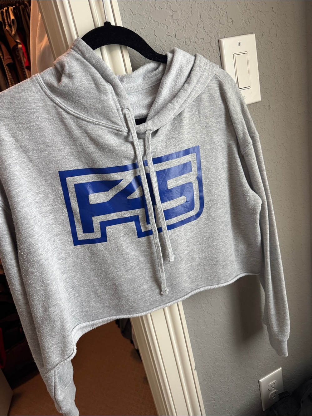 F45 Grey Cropped Hoodie with Blue Logo